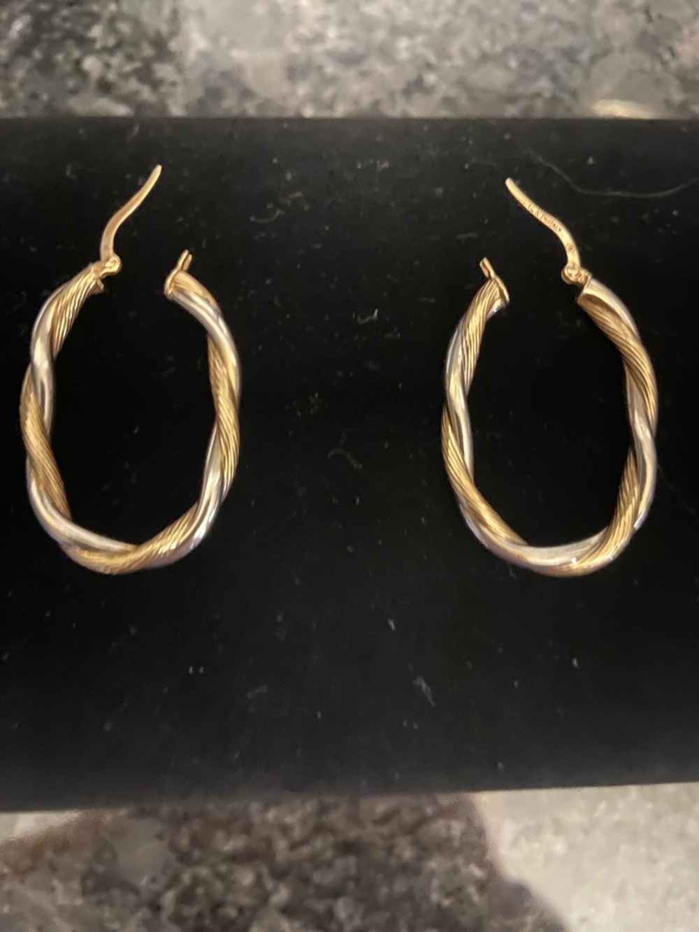 Twisted Two-Tone Gold Hoop Earrings - Women Jewelry